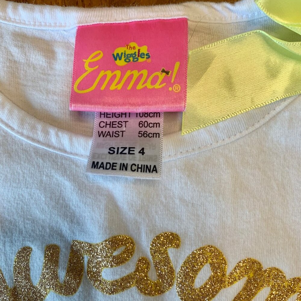 EMMA WIGGLE The Wiggles Girls Tank Top 4 4T Yellow Wiggle Gold Sparkle Top HTF - Picture 5 of 6